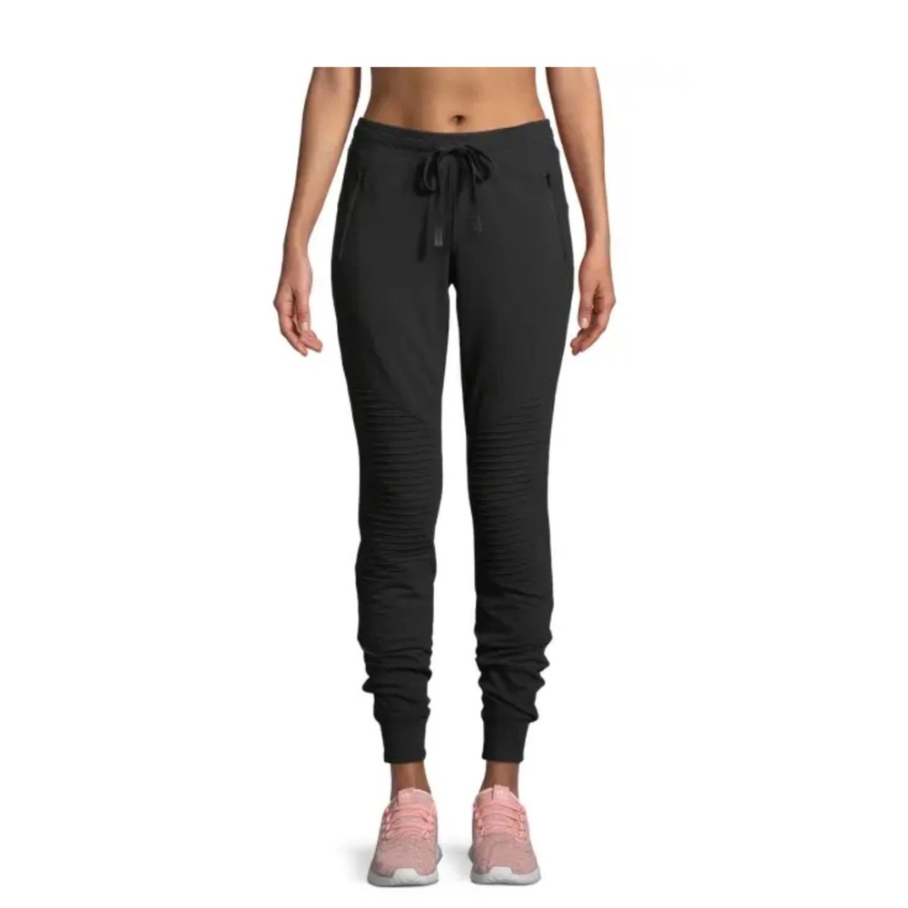 Alo Yoga Moto Joggers Womens Medium Black Modal Cotton Athleisure Pants W2887